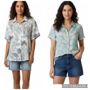 Bundle Tommy Bahama & C&C Linen Short Sleeve Button Up Linen Tops Tropical Beach